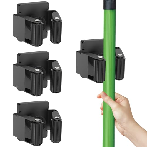 4 Pack Strong Magnetic Mop Broom Holder, Heavy Duty Magnetic Broom Mop Hanger for Cleaning Tools, Wall Mounted Mop Broom Holder for Laundry Garage Kitchen Workshops Shed - size: 4Pcs Magnetic Broom Holder