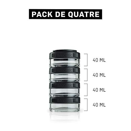 BlenderBottle GoStak Twist n' Lock Storage Jars, 40cc 4-Pak, Black - color: Black, size: 40cc (Pack of 4)