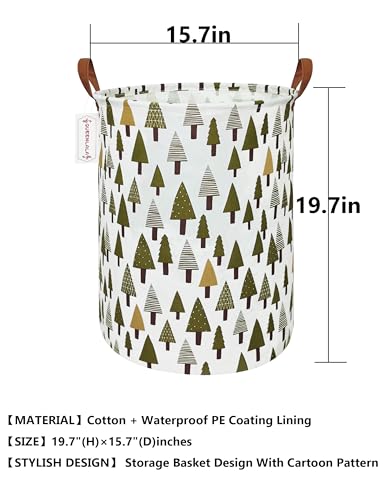 QUEENLALA Large Storage Basket,Laundry Hamper/Bathroom/Home Decor/Collapsible Round Storage Bin,Boys and Girls Hamper/Boxes/Clothing(Green forest) - color: Round-Green forest