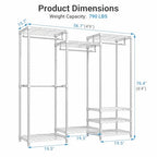 VIPEK V5 Medium Portable Closet Wardrobe Heavy Duty Clothes Rack, Freestanding Closet Metal Clothing Rack with 4 Hang Rods & 8 Shelves, Adjustable Custom Closet Rack, 56.7" Lx15.7 Wx76.4 H, White - color: White, size: V5 Medium