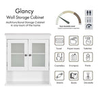 Spirich Bathroom Cabinet Wall Mounted, Medicine Cabinet Organizer with Glass Doors and Adjustable Shelves, Bathroom Wall Cabinet Over Toilet, White