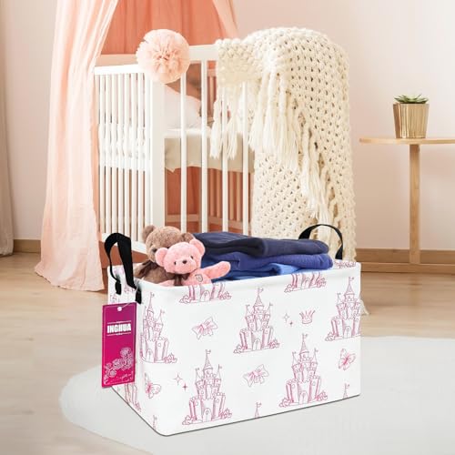 Rectangular Storage Basket Fabric Organizer Bin for Toys,Books,Clothes,Gifts,Pets-Perfect for Home,Office,Nursery,Dorm,Shelf(Rec-Shining castles ) - color: Rec-Shining castles