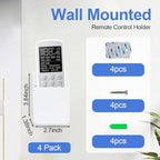 4 Pcs Remote Control Holder, Wall Mount TV Remote Holder Hole Free, Self-Adhesive Storage Box Pen Containers Organizer for Home Office School (White)