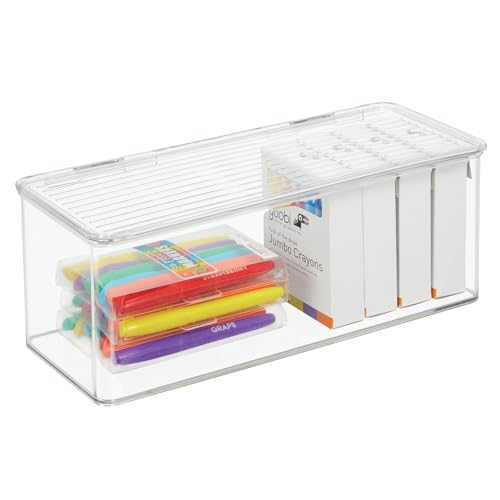 iDesign Plastic Stackable Hinged-Lid Storage Box for Kitchen, Bathroom, or Office - Set of 6 - Clear - style: Pack of 6