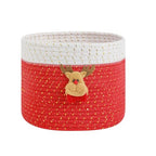 INough Christmas Baskets Cotton Rope Baskets for Christmas Empty Red Christmas Toy Bin, Christmas Gift Bin Large Blanket Storage Baby Basket for Kids Room/Living room (Reindeer Large) - color: Red Reindeer