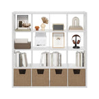 Furinno Cubicle Book Shelf, 16-Cube Bookshelf, Extra Thick Frame Reversible Tall Wide Bookcase with Open Back, 14.6 x 57.8 x 58, for Living Room, Bedroom, Home Office, Plain White - color: Plain White, size: 16-Cube