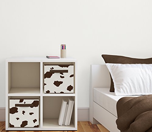 Sweet Jojo Designs Brown and Cream Cow Print Foldable Fabric Storage Cube Bins Boxes Organizer Toys Kids Baby Childrens for Wild West Collection Set of 2 - color: Cow