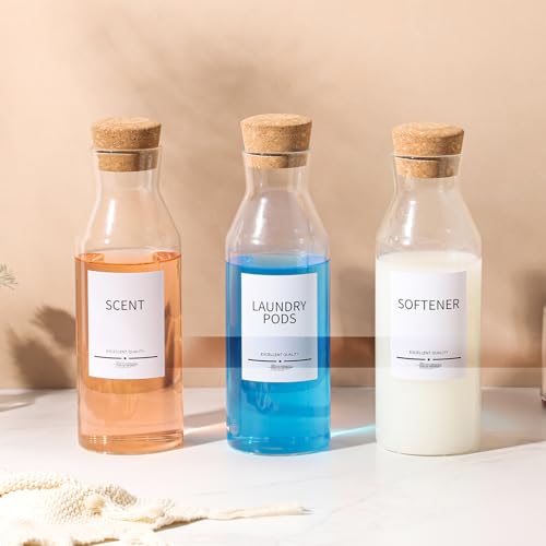 3Pack Glass Laundry Detergent Dispenser with 7Pcs Labels,40oz Liquid Laundry Detergent Dispenser,Laundry Containers for Organizing Liquid Detergent Dispenser Laundry Soap Dispenser - size: 40oz*3