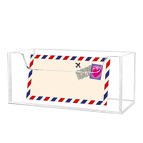 Mail Holder for Table, Acrylic Letter Holder Box for Desk or Wall Mount, Mail Organizer Countertop, Clear - color: Clear