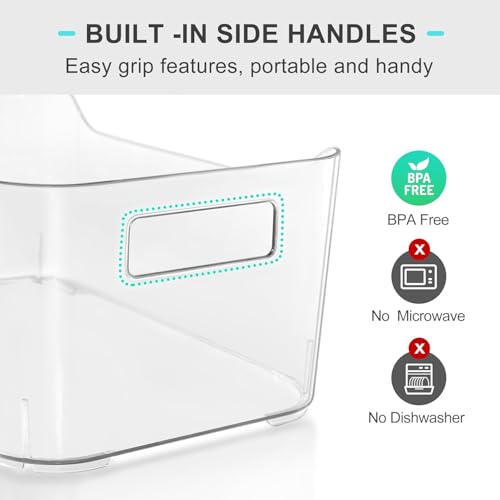 Heyuzb 8 Pack Plastic Organizer Bins and 20 Pcs Freezer Bags Multi-Use Pantry Organizers and Storage Clear Storage Bins for Organizing Kitchen, Fridge, Cabinet and Shelf - size: 8 Pack