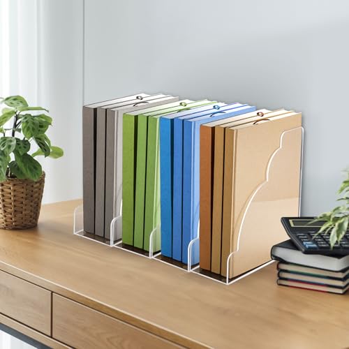 Youeon 2 Size Acrylic Magazine File Holder, Vertical File Organizer for Desk, Clear Magazine Rack, Desk Organizer for File Storage, Books and Magazines, Home and Office Supplies