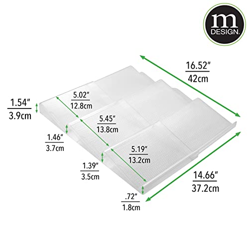 mDesign Expandable Plastic Deluxe Spice Rack, Drawer Organizer for Kitchen Cabinet Drawers, 3 Tier Slanted for Spice Jars, Food Seasoning Bottle Storage, Ligne Collection - Clear - color: Clear