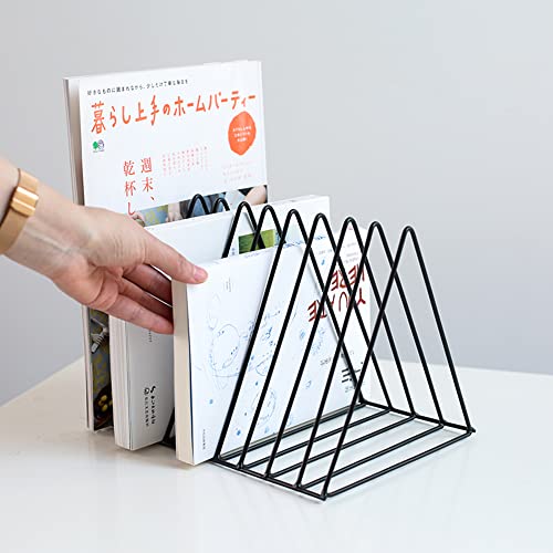 Sooyee 9 Slot Black Magazine Holder,Desktop File Sorter Organizer Triangle Bookshelf Decor Home Office - color: Black