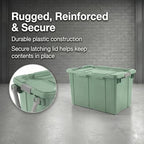 40 Gallon Wheeled Storage Tote with Lid – Heavy Duty Rolling Storage Bin with Ergonomic Handle & Secure Latches – Large Plastic Stackable Container for Garage Basement Workshop (Green) - size: Green