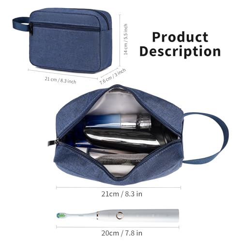 Travel Toiletry Bag, Small Cosmetic Bag, Hanging Water-Resistant Organizer for Men & Women, Ideal for Makeup, Shaving Kit, Gym Essentials & Travel Accessories (Blue) - color: Blue