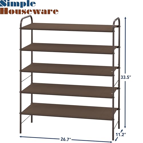 Simple Houseware 5-Tier Shoe Rack Storage Organizer, Bronze - color: Bronze, size: 5-Tier