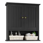 Bathroom Wall Cabinet, Bathroom Cabinet Wall Mount with 2 Doors and Open Shelf, Over The Toilet Wall Storage, Wooden Medicine Cabinets - color: Bathroom Cabinet-black