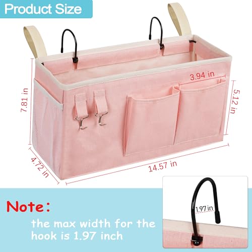 Loghot Bedside Caddy/Bedside Storage Bag Hanging Organizer for Bunk and Hospital Beds,Dorm Rooms Bed Rails,Can be Placed Glasses,Books,Mobile Phones,Keys (Light Pink) - color: 1pc Light Pink