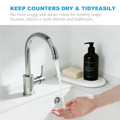 2PCS Water Absorbing Stone Tray, Quick Drying Diatomite Bathroom Tray, Drying Stone for Kitchen Counter, Soap Dish Dispenser Vanity Organizer