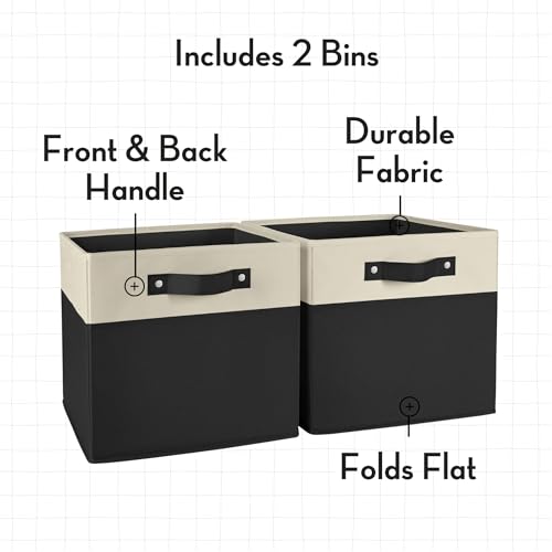 RiverRidge Kids storage bins - 10.5 Cube Storage Organizer with Handles – Black Two-Tone closet organizers and storage for Toys, Shoes & More - Fits RiverRidge Cabinets - color: Black