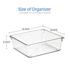 Ravinte 6 Pack Drawer Organizer - 6" X 6" Plastic Storage Bins, Acrylic Organizers with Non-Slip Pads Clear Desk Storage Tray for Makeup, Jewelries, Kitchen Utensils, Bathroom and Office - size: 6" x 6"