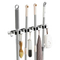 Broom Holder Wall Mount, Stainless Steel Broom Hanger Wall Mount, Heavy Duty Mop and Broom Holder Tool Racks Utility Hooks for Laundry Room Garden Garage, Black (4 Racks and 5 Hooks) - color: Black, size: 1Pack 4R5H
