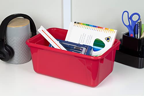 Storex Small Cubby Bins, Pack of 5, 12.2 x 7.8 x 5.1 Inches, Red (62415U05C) - color: Red, style: Bin Only