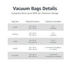 Amazon Basics Vacuum Storage Bags for Clothes, Compression Zipper with Hand Pump, Medium, White, Sky Blue, 5-Pack - size: Medium