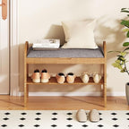 Giantex Shoe Bench with Flip-Top Storage, Bamboo 2-Tier Entryway Bench with Padded Cushion, Shoe Rack Bench for Hallway, Closet, Foyer, Living Room, Bedroom, Mudroom (with Flip-Top Storage) - size: 12.5"D x 27.5"W x 20"H（With Flip-Top Storage）