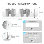 homeasy Wall Mount Mop and Broom Holder, Heavy Duty Stainless Steel Organizer Rack with Hooks | 4-Pack, 2-in-1 No Drill & Screw Installation, Silver - color: Silver-4