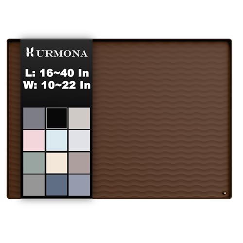 URMONA 16'' x 10'' Waterproof Silicone Under Sink Mat Cabinet and Counter Protector, Shelf Liner for Kitchen and Bathroom, Storage and Organizers, Litter Mat, Pet Cat Puppy Essentials(Brown) - color: Brown, size: 16"L x 10"W