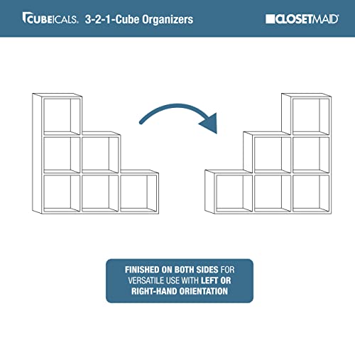 ClosetMaid Cubeicals 3-2-1 Cube Storage Shelf Organizer Bookshelf, 3 Tier, Steps, Corner Unit, Easy Assembly, Wood, White Finish - color: White, size: 3-2-1-Cube
