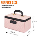 KaAutoler Portable makeup box with Lock, Large Capacity Travel Makeup Case Organizer, Makeup Bags for Girls Traveling With Handle and Divider Makeup Bag (Pink) - color: Pink