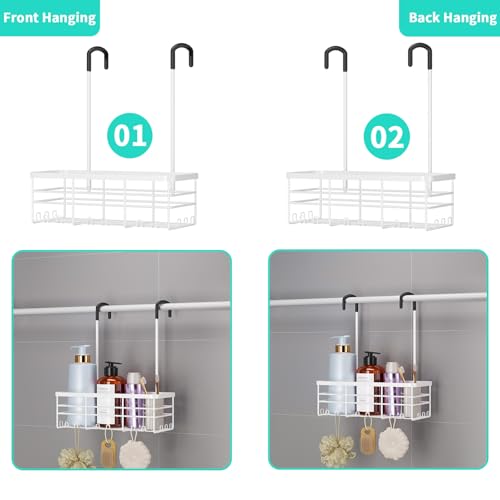 HapiRm Hanging Shower Caddy Organizer - No Drilling Shower Organizer with Hooks, Rustproof & Waterproof 304 Stainless Steel Bathroom Shelves - White (1 Basket) - color: White- 1 Basket