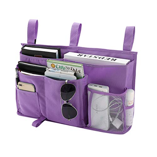 Bseash Bunk Bed Organizer, Bedside Caddy Hanging Bed Organizer Storage Bag 8 Pockets, for College Dorm Rooms Bed, Hospital Bed, Baby Bed Rails, 600D Oxford Cloth (Purple) - color: Purple, size: Large