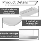 2 Pack White PP Folding Wall Shelf, 6.8" x 4.3" & 11" x 6.3" Foldable Adhesive Shelves, Small Fold-Down Wall Storage Tray for Bathroom Toilet Kitchen Phone Towel