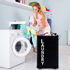 92L Extra Large Rolling Laundry Basket with Leather Handle,Tall Laundry Hamper on Wheels,Laundry Bin,Rolling Laundry Cart Black - color: Black/XXL, size: Super Large 27.5"