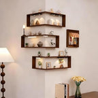 Smart Corner Shelves that Light up Your Space, Set of 3 Corner Floating Storage Shelves,Wooden Wall-Mounted Corner Shelf Display Rack, Space-Saving (Set of 3(LED Light not Included)) - size: Set of 3(LED light not included)