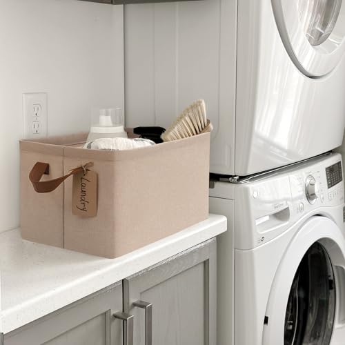 CHICVITA Storage Baskets for Shelves, Closet Fabric Storage Bins with Metal Frame, Collapsible Towel Organizer for Closet Living Room, 14 ¾" L x 10 ¼" W x 8 ¼" H, Brown, 2-Pack - color: Brown 2-Pack, size: 14 ¾" L x 10 ¼" W x 8 ¼" H