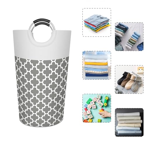 Caroeas 90L Light Laundry Basket (13 Colors), Waterproof Laundry Hamper, Laundry Bag with Padded Handles, Clothes Hamper, Collapsible Laundry Basket Easy Storage - color: LightGreyS, size: 90L
