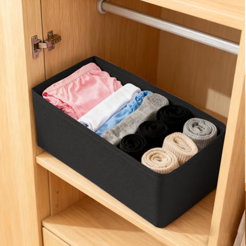 1 Pcs Drawer Organizer Storage Box for Underwear Socks Closet Divider for Wardrobe Dresser Vanity Space Saving Use(Black) - color: Black-1, size: Medium