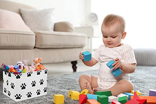 HIYAGON Dog toy Basket Dog Toy Bin Cute Toy Storage Basket Organizer Box Kids Gift Basket Empty Rectangular Room Decor for Home(Paw) - color: Paw