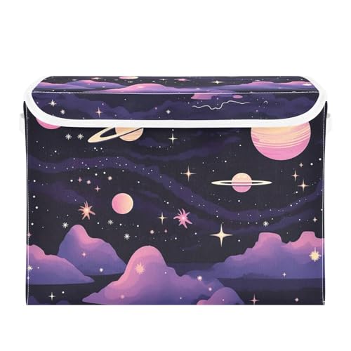xigua Abstract Planets Storage Bins with Lids and Carrying Handle,Foldable Storage Boxes Organizer Containers Baskets Cube with Cover for Home Bedroom Closet Office - color: Abstract Planets