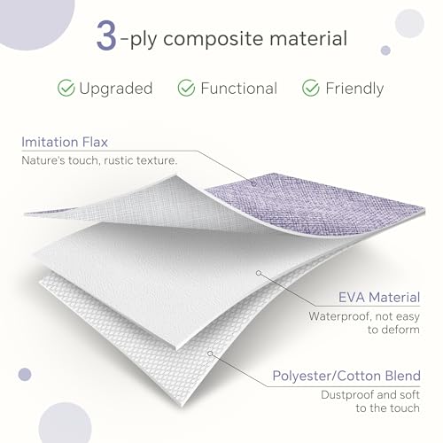 FinishingBo Cube Storage Baskets 6 Pack, 11x11 inch Cube Storage Bins with Leather Handles for Shelf Closet (White/ Purple) - color: White/ Purple
