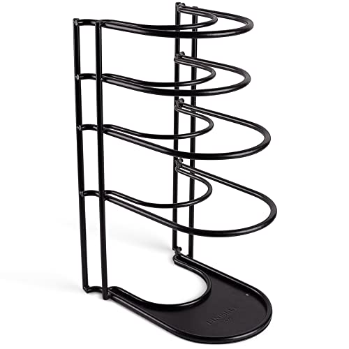 Cuisinel Pots and Pans Organizer Rack - 60 to 100-LBS Capacity Extremely Heavy Duty - 8mm Thick - Made in India - Matte-Black 15.9"-Tall 5-Tier Space Saving Kitchen Cookware Storage - color: Matte Black, size: 15"