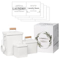 ZOES HOMEWARE 3-Set Laundry Room Organization and Storage | Modern Farmhouse Laundry Room Decor | Laundry Container for Organizing Laundry Pods, Laundry Powder, Dryer Sheets, Dryer Balls, Cream White