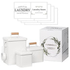 ZOES HOMEWARE 3-Set Laundry Room Organization and Storage | Modern Farmhouse Laundry Room Decor | Laundry Container for Organizing Laundry Pods, Laundry Powder, Dryer Sheets, Dryer Balls, Cream White