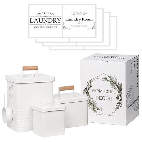 ZOES HOMEWARE 3-Set Laundry Room Organization and Storage | Modern Farmhouse Laundry Room Decor | Laundry Container for Organizing Laundry Pods, Laundry Powder, Dryer Sheets, Dryer Balls, Cream White