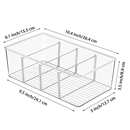 Vtopmart 2 Pack Food Storage Organizer Bins, Clear Plastic Bins for Pantry, Kitchen, Fridge, Cabinet Organization and Storage, 4 Compartment Holder Packets, Snacks, Pouches, Spice Packets - style: 2 Pack