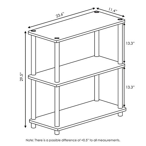 Furinno TURN-N-TUBE Storage Shelves, 3-Tier Book Shelf, Corner Shelf, Toolless Open Shelves, for Organization and Storage, Living Room, Garage, Home Office, Walnut - color: Walnut, size: 3-Tier